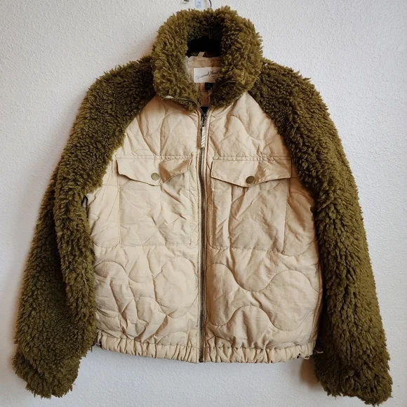 Universal Thread Quilted Moto Jacket NWT Puffer Teddy Faux Fur - Picture 4 of 11